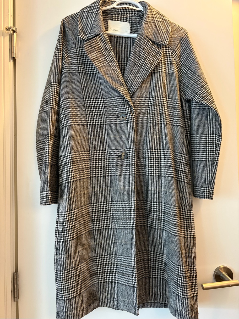Lightweight Plaid Midi Spring Slouch Coat - Gray